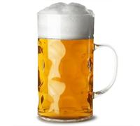 bar@drinkstuff Plastic Beer Stein CE-Lined 2 Pint (≈ 1.14 L) German-Style Handled Tankard - BPA-Free Rigid Polystyrene, Dimpled Finish, Licensed Draft Service
