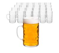 bar@drinkstuff Plastic Beer Stein - German-Style 2-Pint (1 L) Polystyrene Tankard Mug with Handle - Reusable, Rigid, Dimpled Finish - Ideal for Festivals, Outdoor Events & Bars (24)