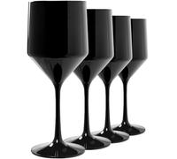 bar@drinkstuff Premium Unbreakable Modern Black Wine Glass 16 oz / 450 ml - Pack of 4 Reusable Polycarbonate Wine Goblets (Black Finish)