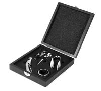 bar@drinkstuff The Wine Connoisseur's Accessories Gift Set with Waiters Friend Corkscrew, Wine Collar, Foil Cutter, Bottle Stopper & Pourer in Gift Box Wine Set, Wine Tools Set