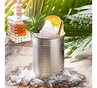 bar@drinkstuff Tin Can Cocktail Cup Silver 15oz / 425ml - x 6 - Novelty Cocktail Mug in The Shape of a Bean Can