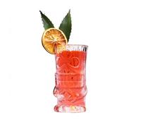 bar@drinkstuff Waka Glass Tiki Mug 250ml Clear Glass Tiki Cocktail Mug with Detailed Tiki Face for Rum Cocktails Tropical Drinks Decorative Barware for Home Bar Parties Luaus Events