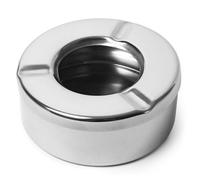 bar@drinkstuff Windproof Ashtray Stainless Steel with Lid, Commercial Outdoor Table Ashtrays for Pub Garden Patio Smoking Areas, 3 Notch Cigarette Rest, Compact 2 Piece Design (Pack of 24)