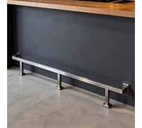 Bar Foot Rail,5.9ft Silver Foot Rail with Floor Stand - Durable Undercounter Square Tubing Foot Rest for Bar, Kitchen & Desk - 174cm Comfort & Style Support