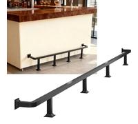Bar Foot Rail Floor Mounted,Steel Square Tube Kitchen Coffee Shop Foot Support Bracket with Installation Accessories，1.3" Pipe Diameter(Black,8FT/2.44M)