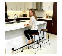 Bar Foot Rail for Kitchen Island, Black Stainless Horizontal Rail Support Kit for Restaurant/Office/Basement Pub, 9 8 7 6 5 4 3 2 1m Round Tube Railing(26ft/792cm)