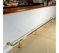 Bar Foot Rail,Heavy Duty Stainless Steel Bar Foot Rail Kit - 9ft Floor Standing Foot Rest with Wall Brackets for Kitchen Island & Outdoor Use, Stylish Gold Finish, Adjustable 3ft to 10ft Le