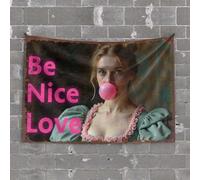 Bar for Man Cave Be Nice Love: A Whimsical Bubble Gum Moment Tapestry Wall Hanging Decor Man Cave Accessories and Decor(75X100CM)
