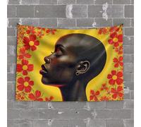 Bar for Man Cave Floral Serenity: A Woman's Profile Amidst Red Flowers Tapestry Dorm Room Tapestry Room Accessories for Teen Boys(75X100CM)