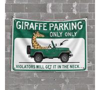 Bar for Man Cave Giraffe Parking Zone: Respect Or Face A Neck-Full of Trouble! Tapestry Aesthetic Room Decor Room Door Decor(100X150CM)