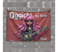 Bar for Man Cave The Oggichi: The Rock Star with Pink Hair Tapestry Wall Hanging Decor Man Cave Accessories and Decor(75X100CM)