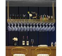 Bar Glass Holder Rack, Metal Ceiling Hanging Wine Glass Rack with Adjustable Height and Width, Vintage Display Wine Storage Holder for Under Cabinet, Kitchen, Bar, Restaurants