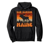 Bar Harbor Maine Moose Hike Outdoors Retro Pullover Hoodie