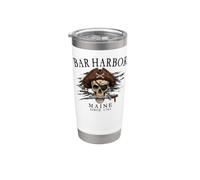 Bar Harbor Maine Pirate Skull Since 1763 Black Stainless Steel Insulated Tumbler