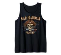 Bar Harbor Maine Pirate Skull Since 1763 Orange Tank Top