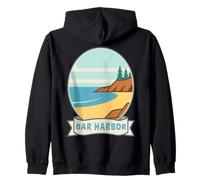 Bar Harbor Maine Retro Coastal Design Zip Hoodie