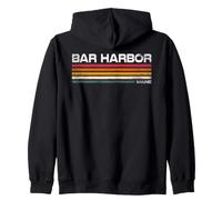 Bar Harbor Maine Retro Stripes Vintage Coastal Design Zip Hoodie