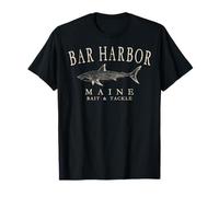 Bar Harbor Maine Shark Fishing Arched Antique White Letters T-Shirt