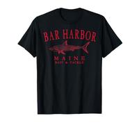 Bar Harbor Maine Shark Fishing Arched Red Letters T-Shirt