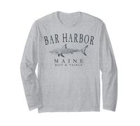 Bar Harbor Maine Shark Fishing Arched Slate Letters Long Sleeve T-Shirt