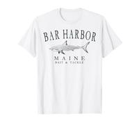Bar Harbor Maine Shark Fishing Arched Slate Letters T-Shirt