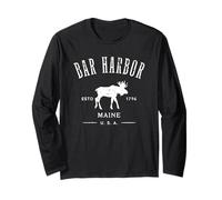 Bar Harbor Maine USA with Moose Distressed Design Souvenir Long Sleeve T-Shirt