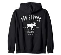 Bar Harbor Maine USA with Moose Distressed Design Souvenir Zip Hoodie