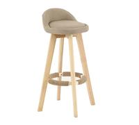 Bar Height Wooden Stools Without Back Tall Kitchen Bar Chairs Cotton & Linen Upholstered Barstools for Home Khaki 73cmPerfect for Dining & Entertainment