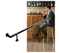 Bar/Home Foot Rail Kit - Stainless Steel Floor Standing Bar Footrest - Black Foot Rail System with Pipe, Wall Brackets, Internal Connector(2.5m)