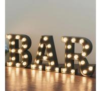 BAR - Illuminated Marquee Bar Sign - Lighted LED Marquee Word Sign - Pre-Lit Pub Bar Sign Light Battery Operated (23.03-in x 8.66-in) (Black BAR)