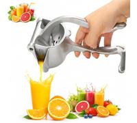 Bar Juicer, Fruit Juice Handheld Press Squeezer With Seed Filter, Heavy Duty Aluminum Alloy Hand Manual Extractor for Single Citrus Orange Pomegranates Apple Fruit Lemon Lime (Silver)