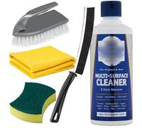 Bar Keepers Friend Powder Cleaning Bundle With Crevice Cleaning Brush, Cleaning Sponge, Kirkland Microfibre Cloth And Scrubbing Brush With Handle - Sink Cleaner And Stainless Steel Pan Cleaner