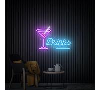 Bar LED Neon Signs Collection - Cocktail, Drinks, Bar Themed Designs, Cocktail Wine Drinking Neon Light, Cocktail Room Wall Pub/Restaurant Ambient Lighting & Wall Decor, USB Powered