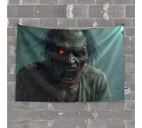 Bar Man Cave Decor A Menacing Figure with Glowing Red Eyes and Sharp Teeth Tapestry Wall Hanging Cave Man Bar(75X100CM)