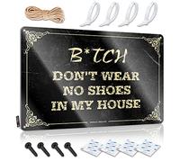 Bar Man Cave Decor Bitch Don'T Wear, No Shoes In My House Sign Garage Signs Funny Bro Cave Sign(20X30CM)