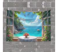 Bar Man Cave Decor Sunset On The Beach With Palm Trees Tapestry Men Decor Earthy Room Decor(75X100CM)