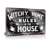 Bar Man Cave Decor Witchy Home Rules Of The House Tin Sign Man Cave Sign Funny Home Bar Tin Sign(30X40CM)