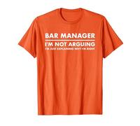 Bar Manager Funny T-Shirt, Men, Orange, X-Large