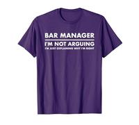 Bar Manager Funny T-Shirt, Men, Purple, Large
