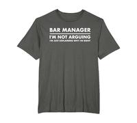 Bar Manager Funny T-Shirt, Men's Big and Tall, Asphalt Grey, 2X Tall
