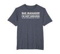 Bar Manager Funny T-Shirt, Men's Big and Tall, Heather Blue, 5X Tall