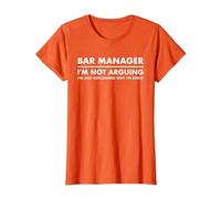 Bar Manager Funny T-Shirt, Women, Orange, Small