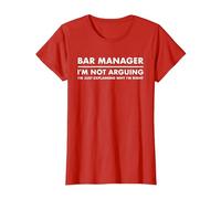 Bar Manager Funny T-Shirt, Women, Red, X-Small