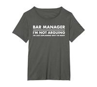Bar Manager Funny T-Shirt, Women's Plus, Asphalt Grey, 1X