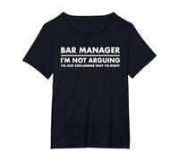 Bar Manager Funny T-Shirt, Women's Plus, Black, 1X