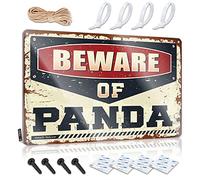 Bar Metal Sign Decor Beware Of Panda Sign Pool Signs And Decor Outdoor Funny Man Cave Signs(30X40CM)