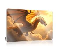 Bar Metal Sign Decor Golden Dragon Soaring Through The Sky. Tin Sign Coffee Sign Decor Bar Rules Sign(20X30CM)