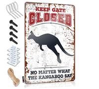 Bar Metal Sign Decor Keep Gate Closed No Matter What The Kangaroo Say Tin Sign Pool Signs And Decor Outdoor Funny Man Cave Signs(20X30CM)