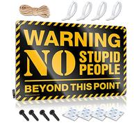 Bar Metal Sign Decor Warning No Stupid People Beyond This Point Sign Tin Signs For Man Cave Bar Signs For Man Cave(30X40CM)
