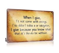 Bar Metal Sign Decor When I Give, I Don'T Come With Strings Tin Sign Garage Tin Sign Metal Man Cave Decor(20X30CM)